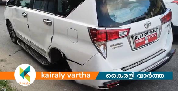 മന്ത്രി സജി ചെറിയാന്&zwj;റെ കാറിന്&zwj;റെ ടയർ ഓടിക്കൊണ്ടിരിക്കെ ഊരിതെറിച്ചു