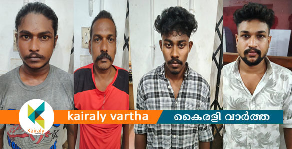 നീണ്ടൂർ പ്ലാസാ ബാറിനു മുന്നിൽ വടിവാൾ വീശി ഭീകരാന്തരീക്ഷം സൃഷ്ടിച്ചു; നാലു പേർ പിടിയിൽ